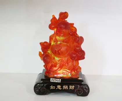 Phật Di Lạc lưu ly đỏ như ý hồ lô kim bảo ( có đèn ) FG154A